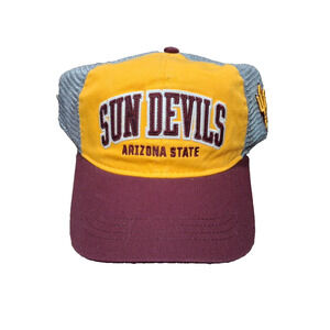 Arizona State Sun Devils Adidas Yellow Maroon Mesh Adjustable Baseball Hat- New!